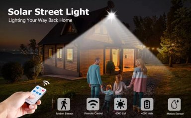 LUZ LED INTELIGENTE CON PANEL SOLAR CONTROL REMOTO Y SENSOR MOVIMIENTO 6000 LUMENES BLANCO - 7