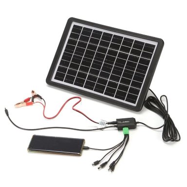 PANEL SOLAR PORTATIL 15W 16V EXTERIORES Y EMERGENCIA CABLE USB 5 EN 1 - 1