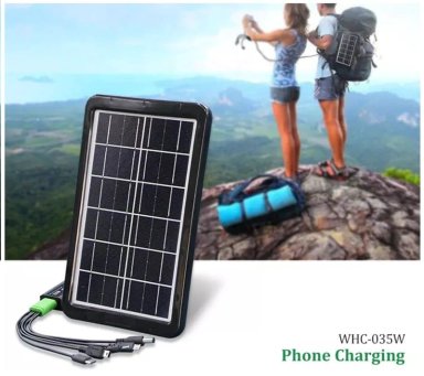 PANEL SOLAR PORTATIL 15W 16V EXTERIORES Y EMERGENCIA CABLE USB 5 EN 1 - 4