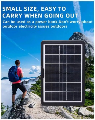 PANEL SOLAR PORTATIL 15W 16V EXTERIORES Y EMERGENCIA CABLE USB 5 EN 1 - 5