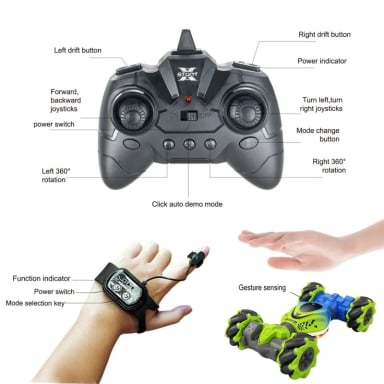 JUGUETE AUTO CONTROL REMOTO 3 MODOS SENSOR MOVIMIENTO CONTROL Y MANO ROTACION 360° 300 MAH - 6