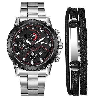 RELOJ DE LUJO PERSONALIZADO PARA HOMBRES CON PULSERA METALICA Y CUERO - 1