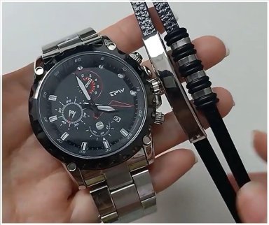 RELOJ DE LUJO PERSONALIZADO PARA HOMBRES CON PULSERA METALICA Y CUERO - 4