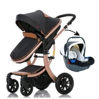 COCHE VOYAGE MOISE CON SILLA NIDO GENOVA BLACK NEGRO - 1