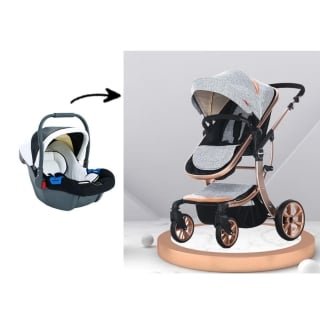 COCHE VOYAGE MOISE CON SILLA NIDO GENOVA BLACK GRIS - 1