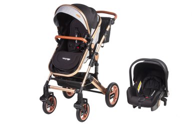 COCHE VOYAGE ALEMAR CON SILLA AUTO BLACK NEGRO - 1