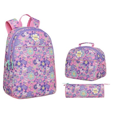 PACK COOL ESCOLAR MUJER EMOTICONES ROSADO HEAD - 1