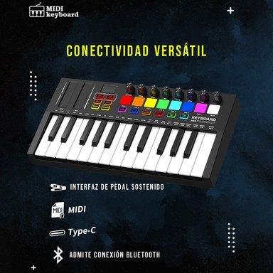 TECLADO CRUSEC MIDI 25 TECLAS CONTROLADOR MUSICAL PIANO USB - 5