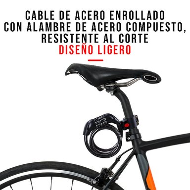 CANDADO CRUSEC BICICLETA CLAVE SEGURIDAD BLOQUEO ANTIRROBO 120 CM - 2