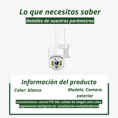 CÁMARA CRUSEC PTZ SEGURIDAD SMART HD WI-FI 360 EXTERIOR INTERIOR - 5