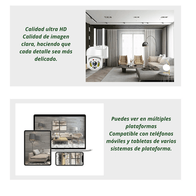 CÁMARA CRUSEC PTZ SEGURIDAD SMART HD WI-FI 360 EXTERIOR INTERIOR - 7