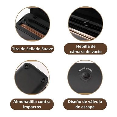 MAQUINA SELLADORA AL VACÍO ALIMENTOS SELLADOR NEGRO BOLSAS - 5