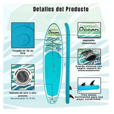 TABLA STAND UP PADDLE CRUSEC PVC (SUP) + ACCESORIOS DEPORTES ACUATICOS - 5