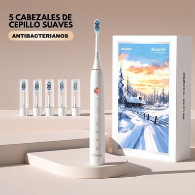 CEPILLO DE DIENTES ELÉCTRICO CON 5 CABEZAS DE REPUESTO - BLANCO - 2