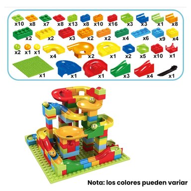 BLOQUES TOBOGAN CON BASE 168 PIEZAS CONSTRUCCIÓN ACCESORIOS - 4
