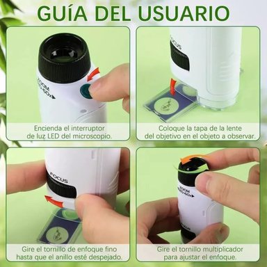MICROSCOPIO PORTÁTIL CON LUZ PARA NIÑOS JUGUETE CIENTÍFICO - 3