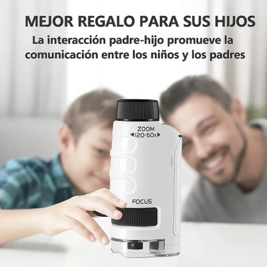 MICROSCOPIO PORTÁTIL CON LUZ PARA NIÑOS JUGUETE CIENTÍFICO - 5