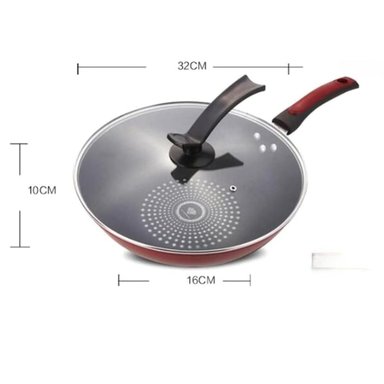SARTÉN WOK DE COCINA CON TAPA 32 CM COCCION ANTIADHERENTE - 2