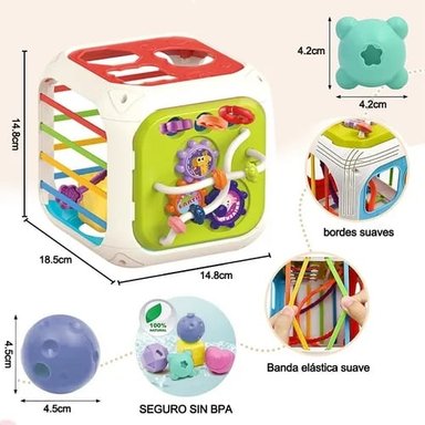CUBO PARA BEBE  JUGUETE INTERACTIVO DIDACTICO SENSORIAL - 3