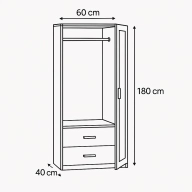 ARMARIO CLOSET DE MADERA 60X40X180 CON 2 PUERTAS DORMITORIO - 2