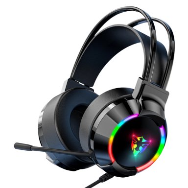 AUDIFONOS CON MICROFONO GAMER AURICULARES DIADEMA USB RGB - 1