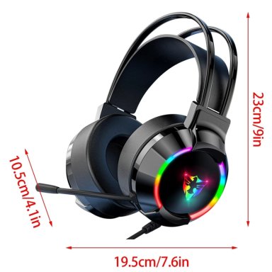 AUDIFONOS CON MICROFONO GAMER AURICULARES DIADEMA USB RGB - 2