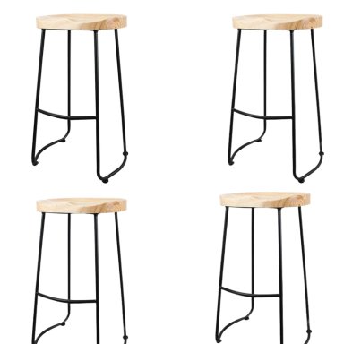 PACK 4 SILLA BAR 65CM TABURETE ASIENTO MADERA MOSTRADOR - 1