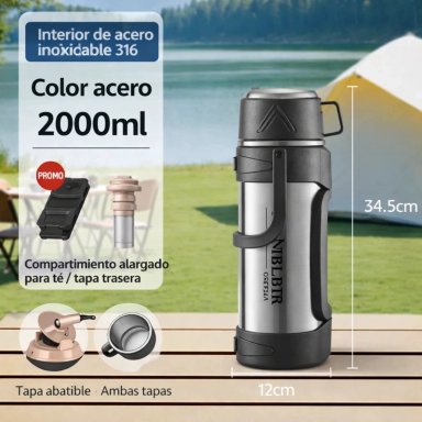 TERMO 2L ACERO INOXIDABLE 316 - BOTELLA TE RMICA DE VIAJE - 3