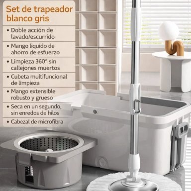MOPA GIRATORIA CON BALDE DE ACERO INOXIDABLE - 4