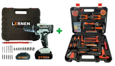 PACK LERNEN PACKTC135 TALADRO INALÁMBRICO 21 V 2BATERÍAS + SET HERRAMIENTAS - 1