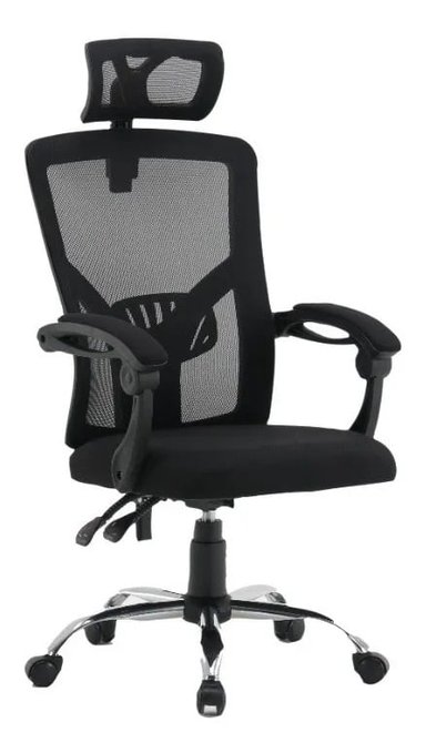 SILLA OFICINA SOERME2 ACERO NEGRO ESCRITORIO RECLINABLE EJECUTIVO - 1