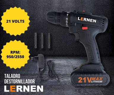 PACK LERNEN TIEC TALADRO INALAMBRICO 21 V + SET DE 99 BROCAS - 2