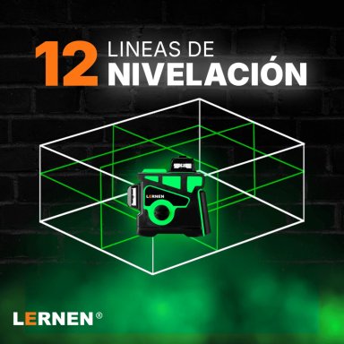 NIVEL LERNEN LÁSER 12 LÍNEAS MALETIN TRÍPODE Y DOS BATERIAS - 6