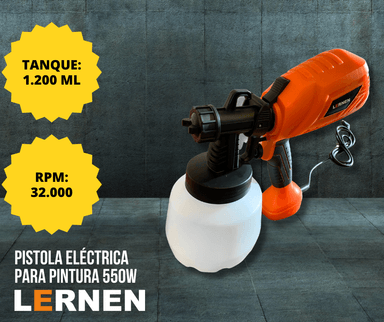 PISTOLA ELÉCTRICA PINTURA 550W LERNEN PARA PINTAR CON COMPRESOR - 2