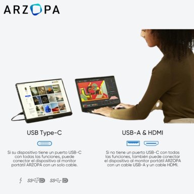 MONITOR PORTÁTIL ARZOPA A1 – 15.6″ - 7