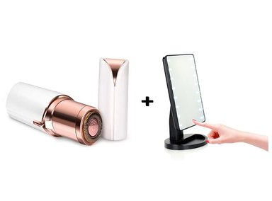 ESPEJO LED MAQUILLAJE  + DEPILADORA PORTATIL USB - 1