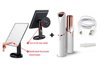 ESPEJO LED MAQUILLAJE  + DEPILADORA PORTATIL USB - 2