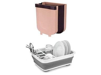 SET BASURERO PORTATIL + SECAPLATOS ESCURRIDOR - 1