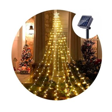 LUCES SOLAR ARBOL NAVIDAD GUIRNALDA CASCADA LED - 1