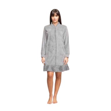 BATA MUJER CHANTILLY FLEECE ANIMAL PRINT L GRIS - 1