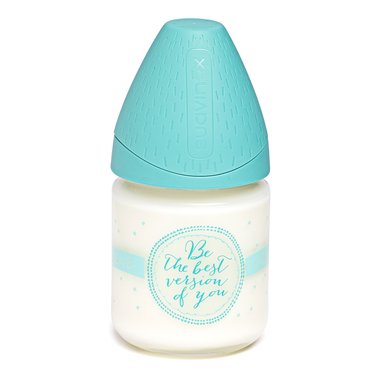 MAMADERA SUAVINEX VIDRIO 120ML 3P SILICONA CELESTE - 2