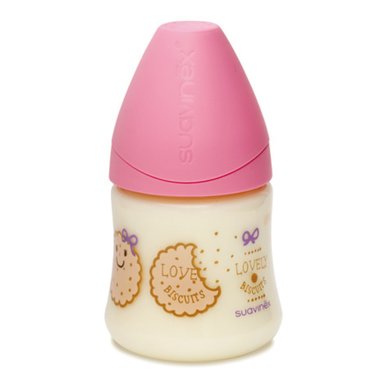 MAMADERA SUAVINEX 150ML LATEX TETINA REDONDA GALLETA ROSADO - 1