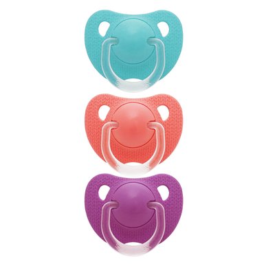 PACK 3 CHUPETES SILICONA EVOLUTION CELESTE, ROSADO, MORADO - 1
