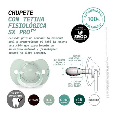 CHUPETE SX PRO FISIOLOGICO SILICONA 0/6M 2U BIRDIES VERDE - 6