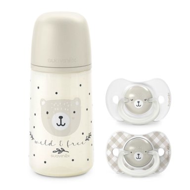 PACK CHUPETES NOCHE Y DIA + MAMADERA 270ML WILD GRIS 6-18M - 1