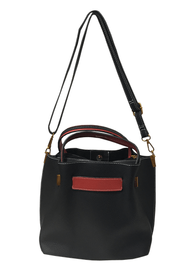 CARTERA CUERO ECOLÓGICO CRP44 NEGRO ROJO - 1
