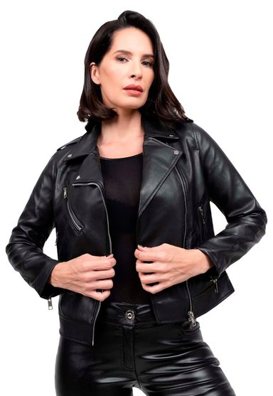 CHAQUETA ECOCUERO CHG67 NEGRO - 1