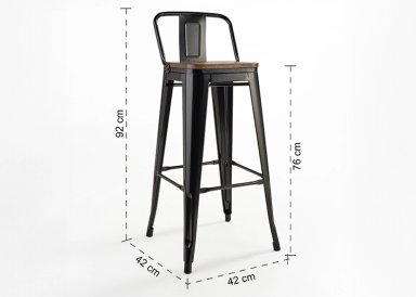 PISOS BAR NOVAHUS TOLIX NEGRO PACK 4 ASIENTO MADERA - 3