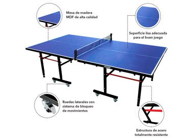 MESA DE PING PONG ATLETIS ACERO 76 CM X 274 CM PLEGABLE PROFESIONAL AZUL - 4