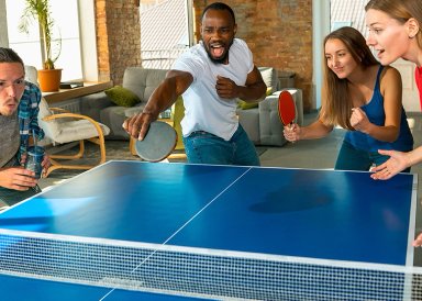 MESA DE PING PONG ATLETIS ACERO 76 CM X 274 CM PLEGABLE AZUL - 2